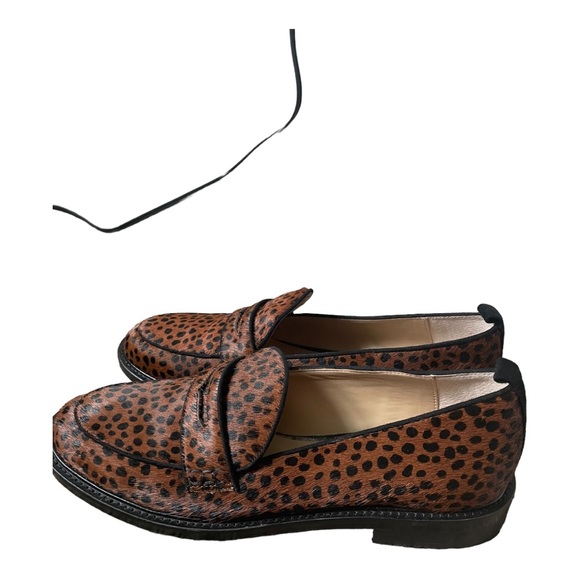 ANN TAYLOR Haircalf Leopard Print Penny Loafers Leather Slip On Size 9 - Picture 3 of 11